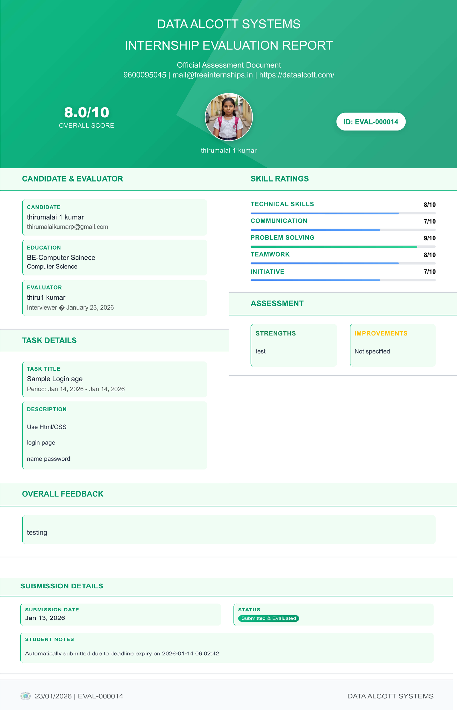 Internship Task Evaluation Report